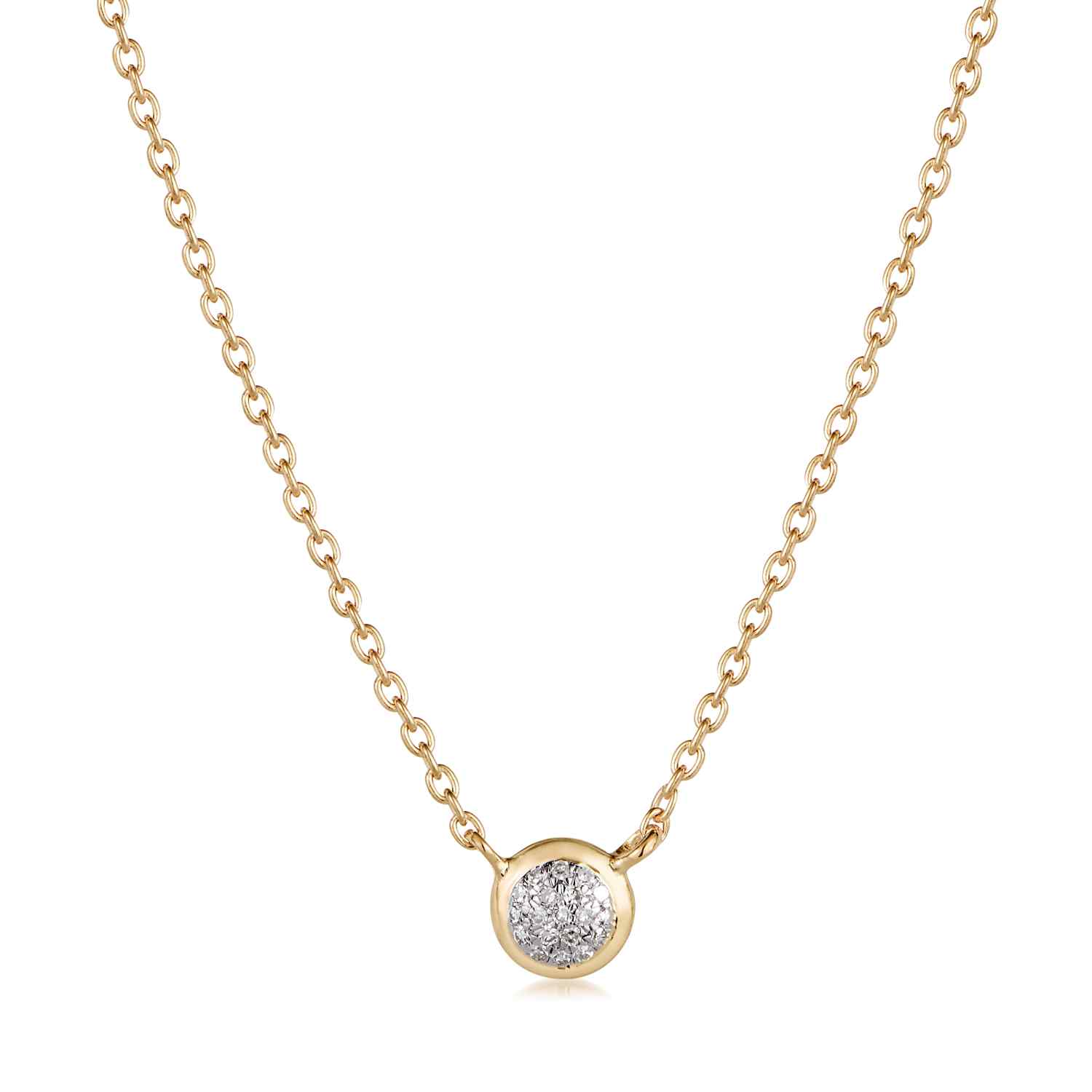 Classic Pave Diamond Round Necklace  