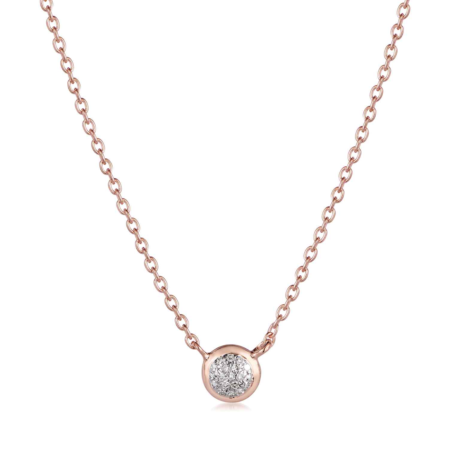 Classic Pave Diamond Round Necklace  