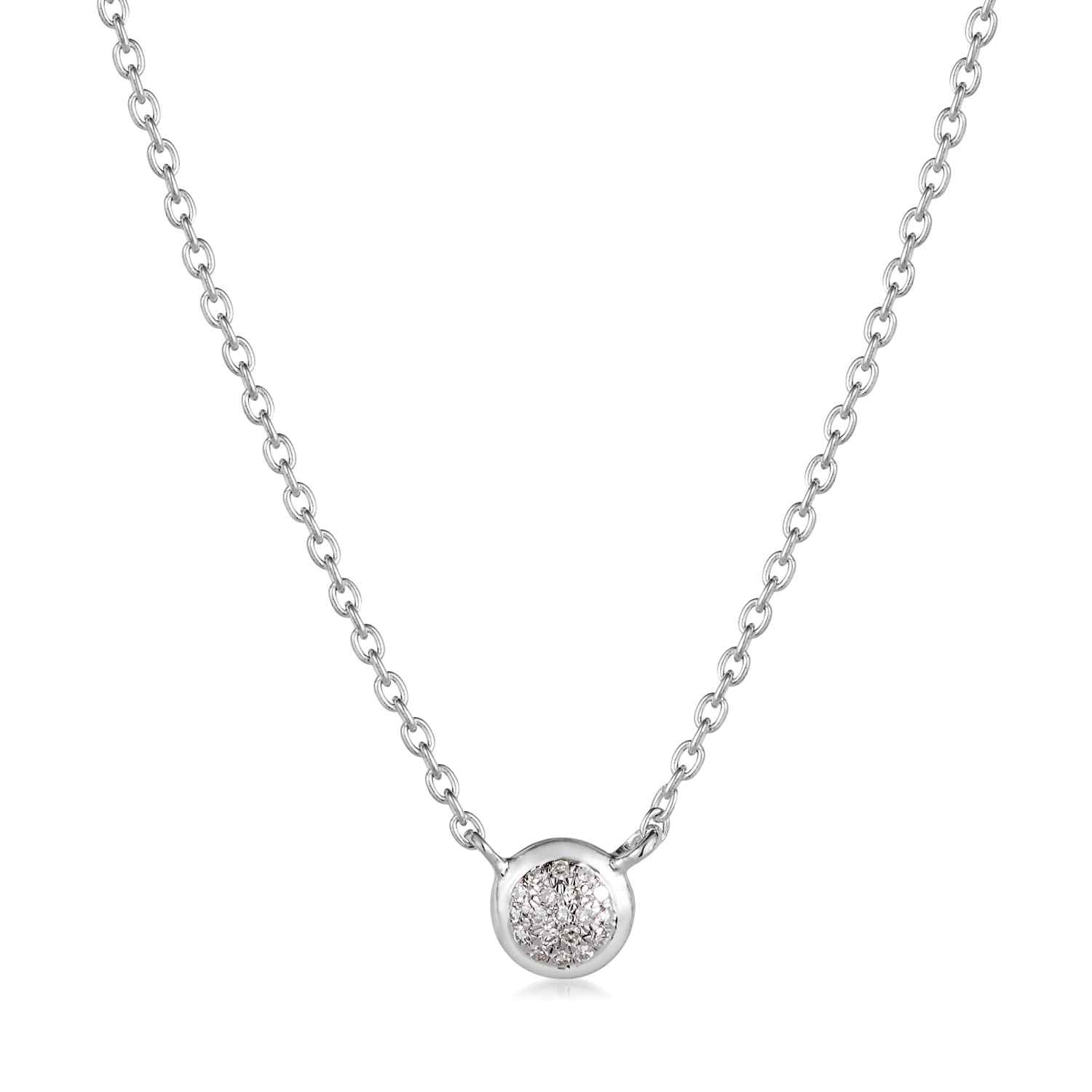 Classic Pave Diamond Round Necklace  
