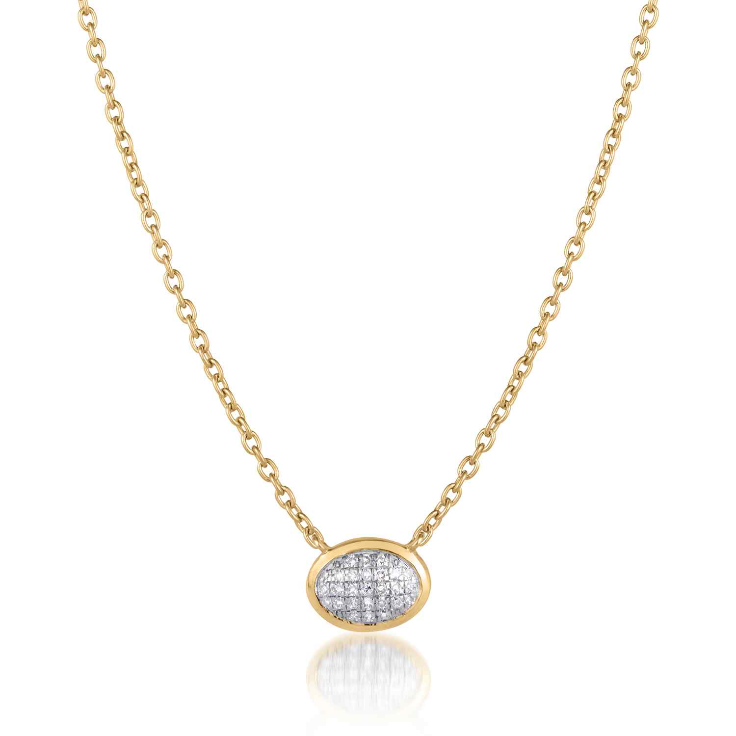 Classic Pave Diamond Oval Necklace 