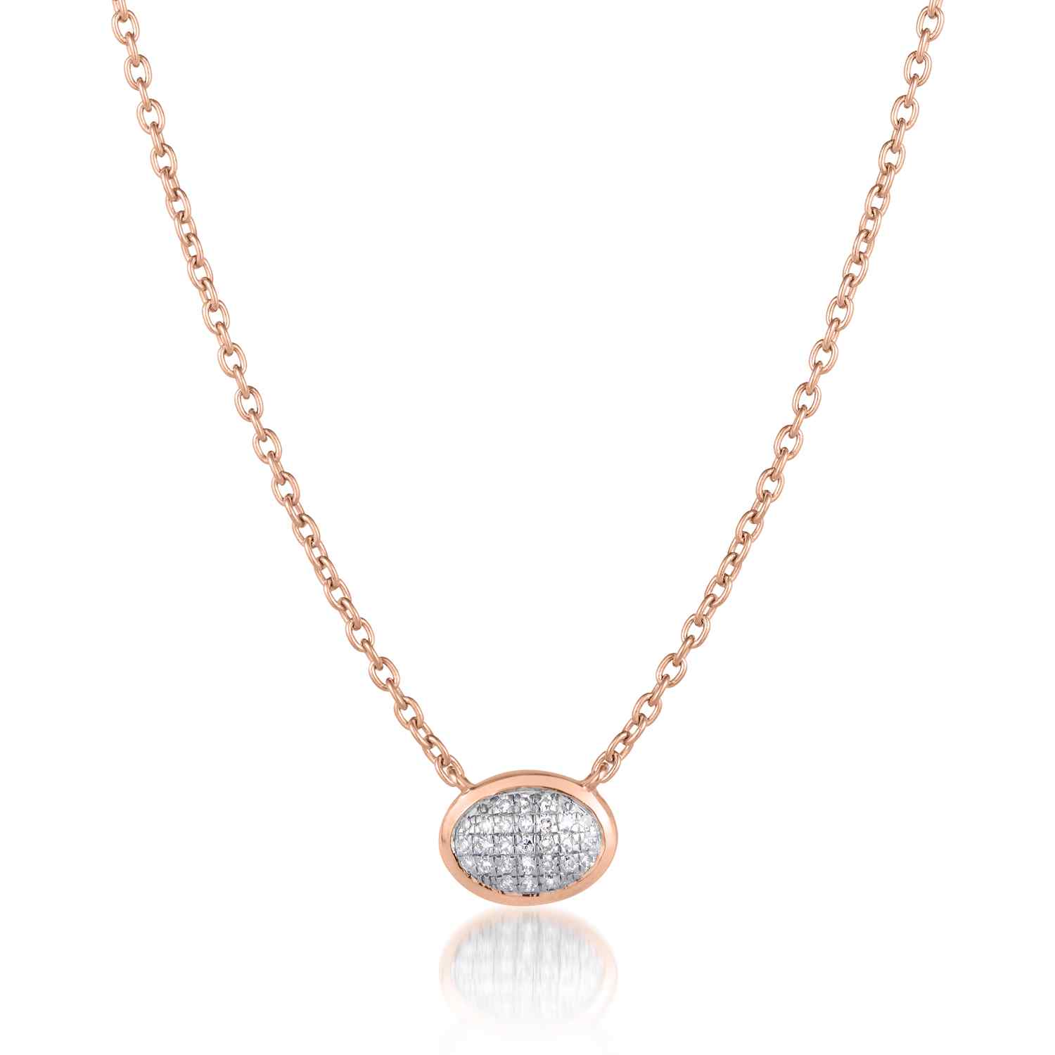 Classic Pave Diamond Oval Necklace 
