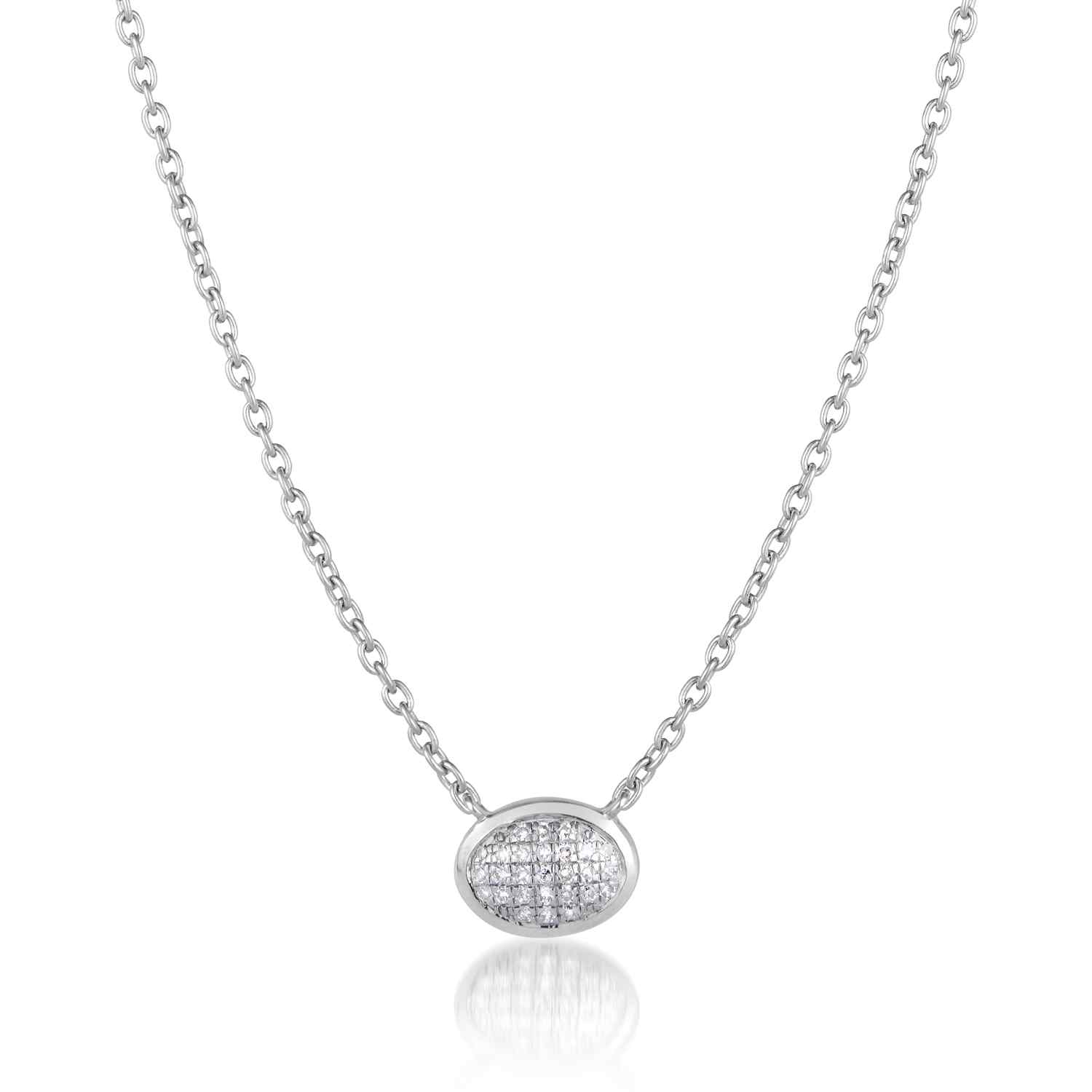 Classic Pave Diamond Oval Necklace 