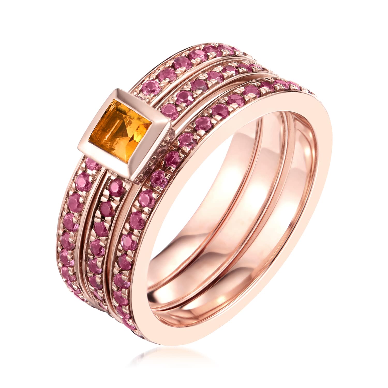 Ornate Square Citrine Eternity Ring