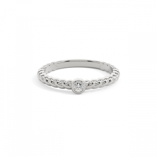 Round Solitaire With Twisted Band Everyday Ring
