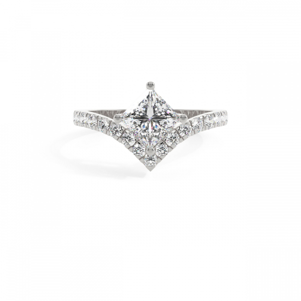 Princess V Shank Solitaire Engagement Ring