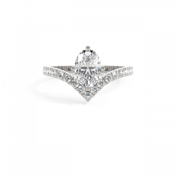 Oval V Shank Solitaire Engagement Ring