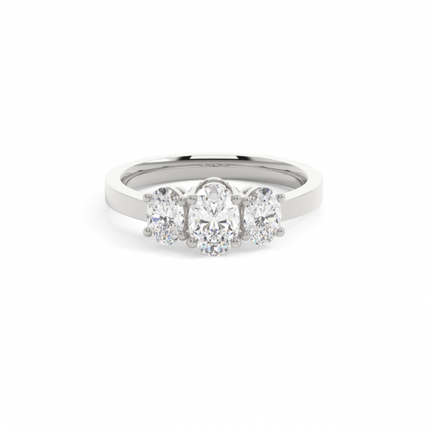 Oval 4 Prong Trilogy Engagement Ring
