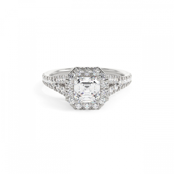 Ascher Prong Setting Halo Engagement Ring