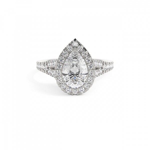 Pear Prong Setting Halo Engagement Ring