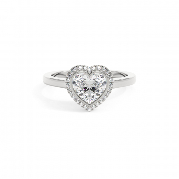 Heart Bezel Halo Engagement Ring