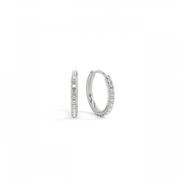 Round Classic Pave Hoops Earrings