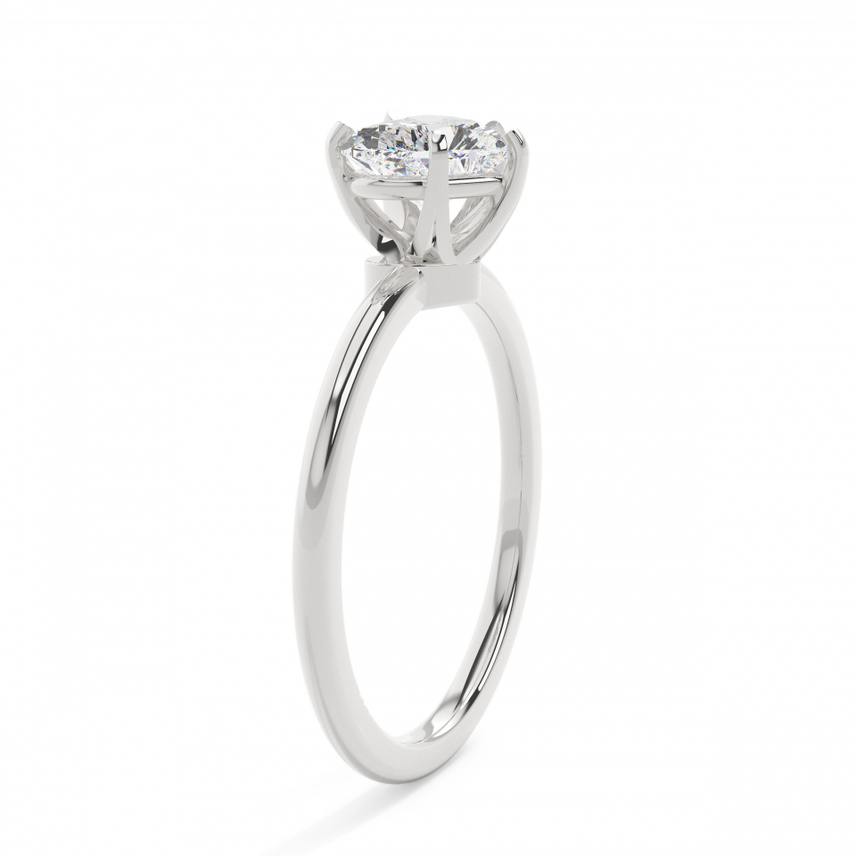 18k White Gold Heart 5 Prong Solitaire Engagement Ring