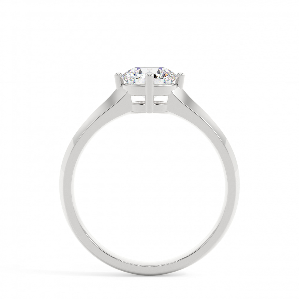 18k White Gold Round Bold Solitaire Engagement Ring