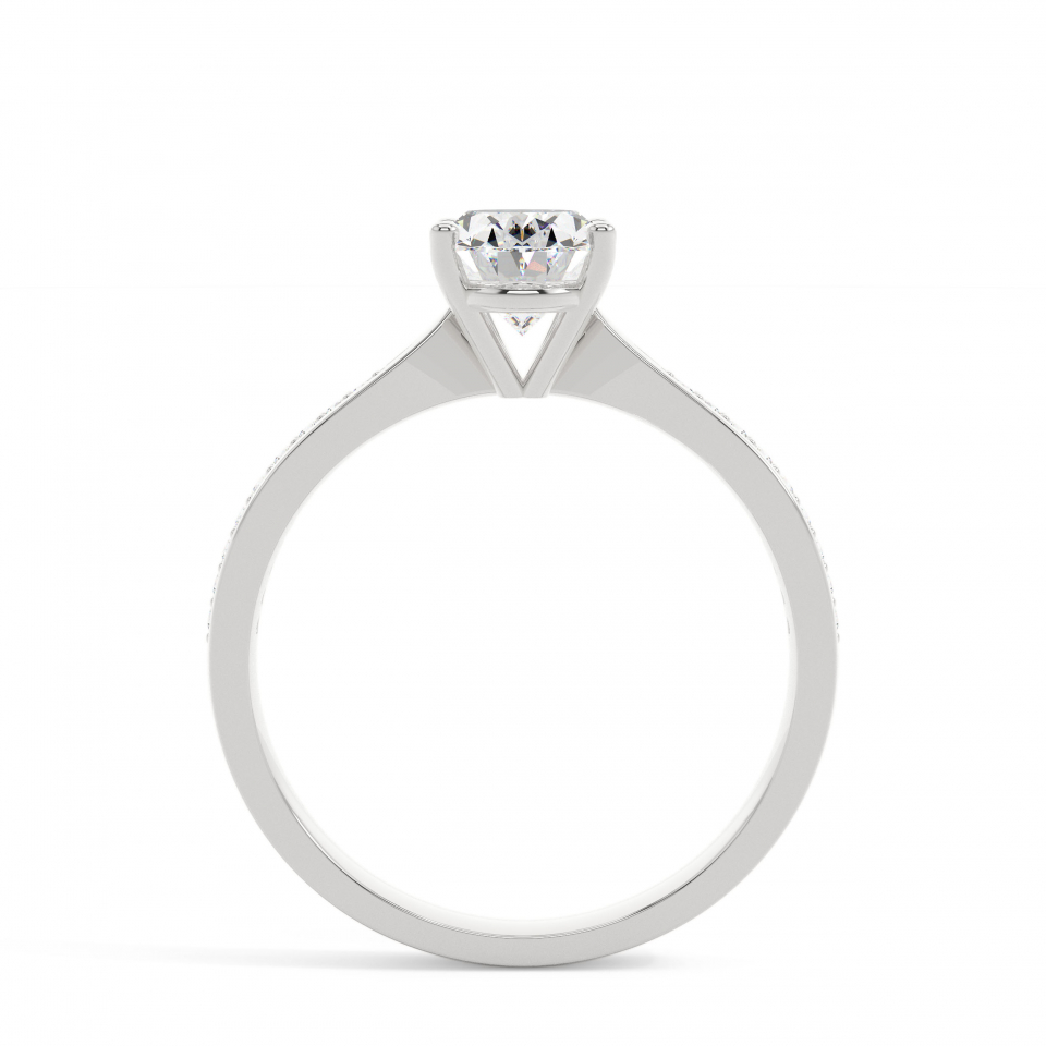 18k White Gold Oval Solitaire & Channel Setting Engagement Ring