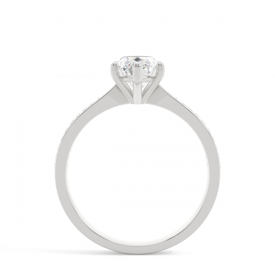 18k White Gold Marquise Solitaire & Channel Setting Engagement Ring