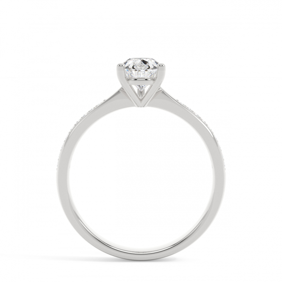 18k White Gold Pear Solitaire & Channel Setting Engagement Ring