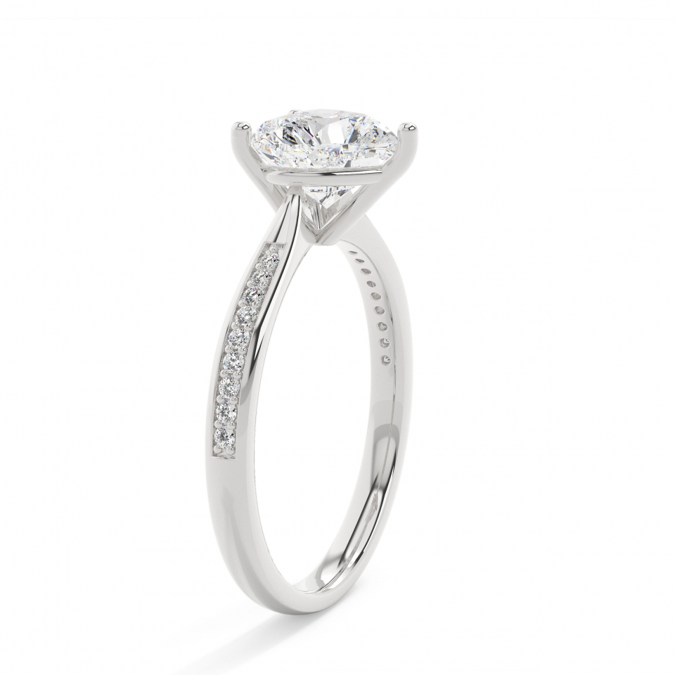 18k White Gold Heart Solitaire & Channel Setting Engagement Ring