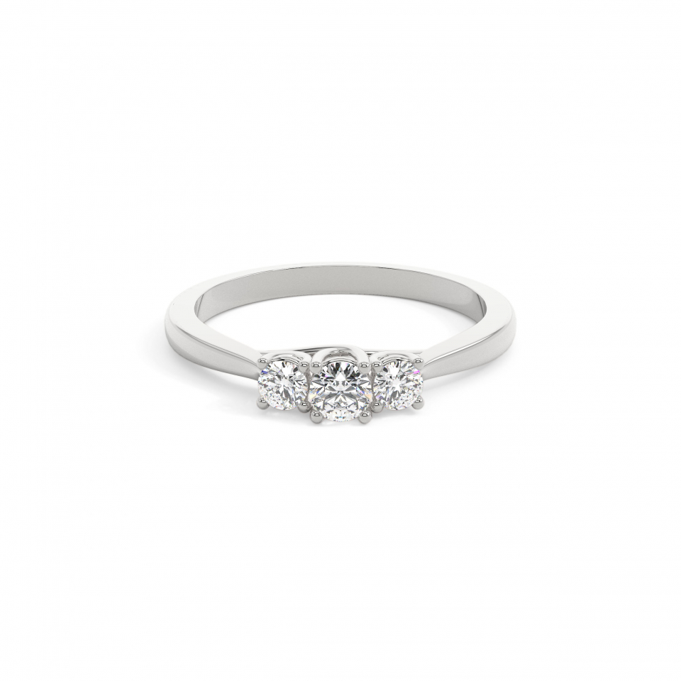 18k White Gold Round Classic Trilogy Engagement Ring