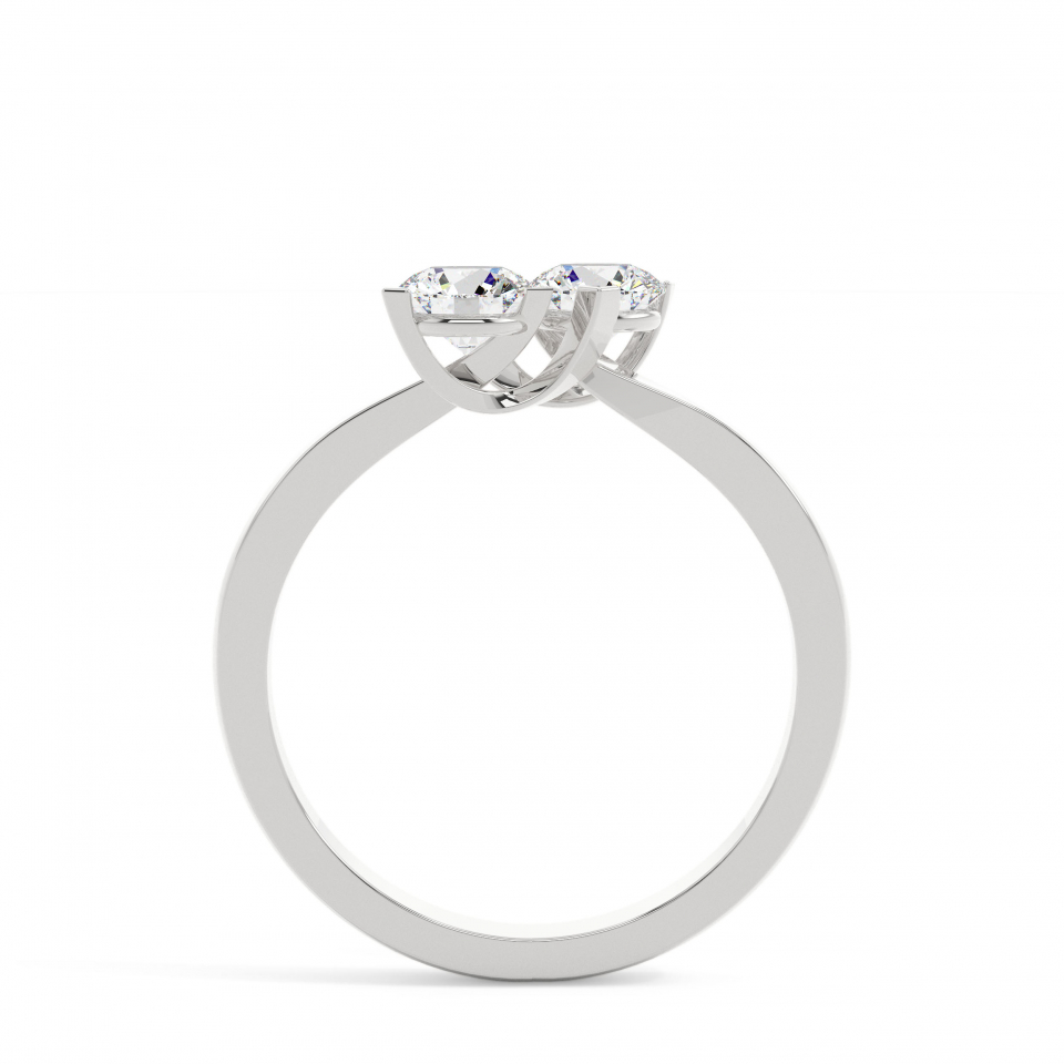 18k White Gold Round Delicate Two Stone Engagement Ring