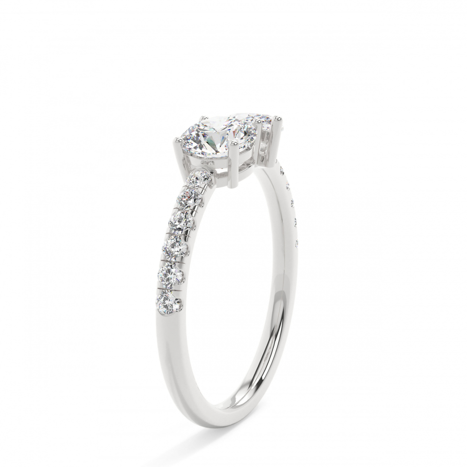 18k White Gold Grand Two Stone Engagement Ring