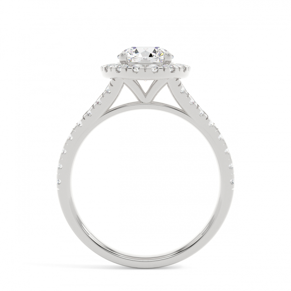 18k White Gold Round Prong Setting Halo Engagement Ring