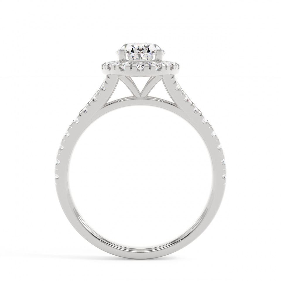 18k White Gold Oval Prong Setting Halo Engagement Ring