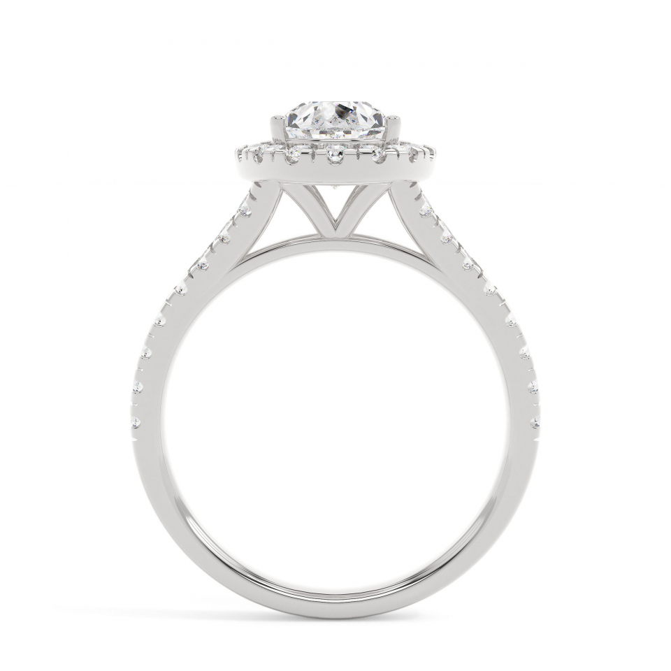 18k White Gold Pear Prong Setting Halo Engagement Ring