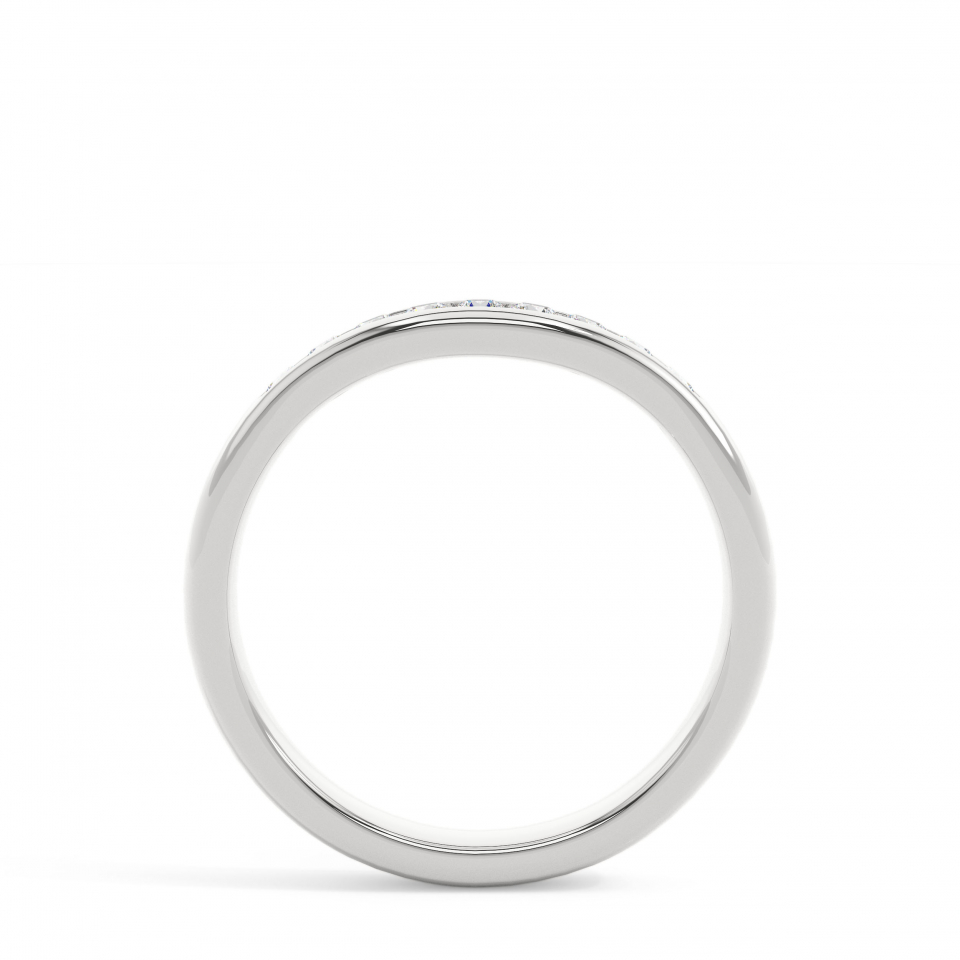 18k White Gold Round Modern Pave Wedding Ring