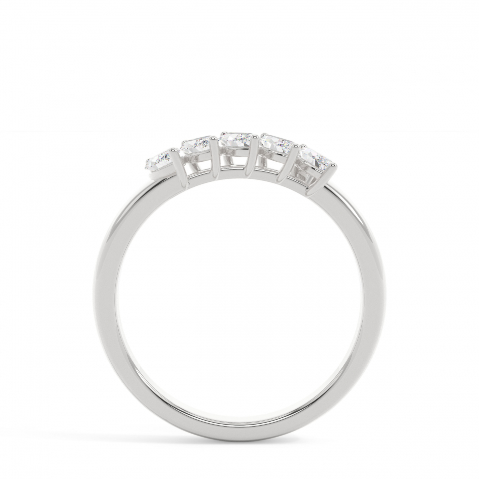 18k White Gold Marquise Signature 5 Stones Wedding Ring