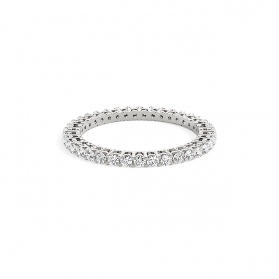 18k White Gold Round Signature Eternity Wedding Ring