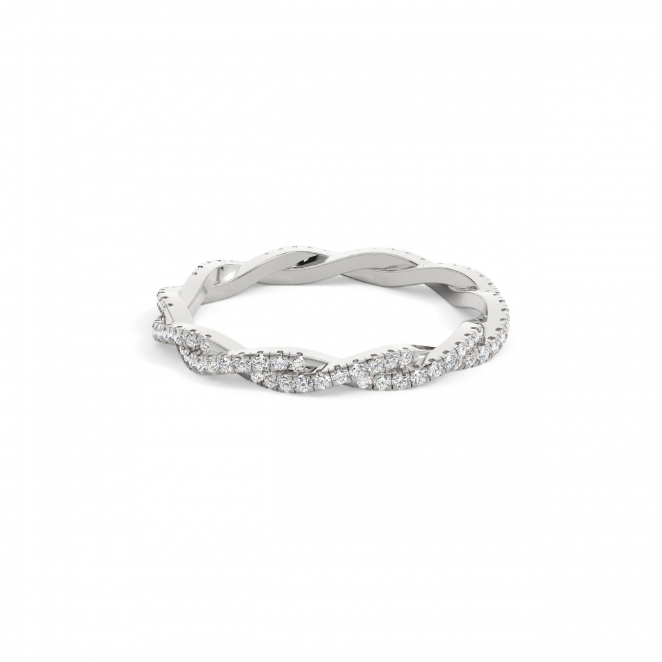 18k White Gold Round Twisted Eternity Wedding Ring