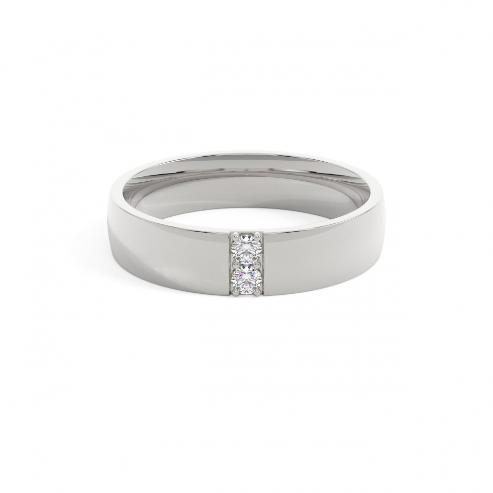 18k White Gold Double Diamond Wedding Ring
