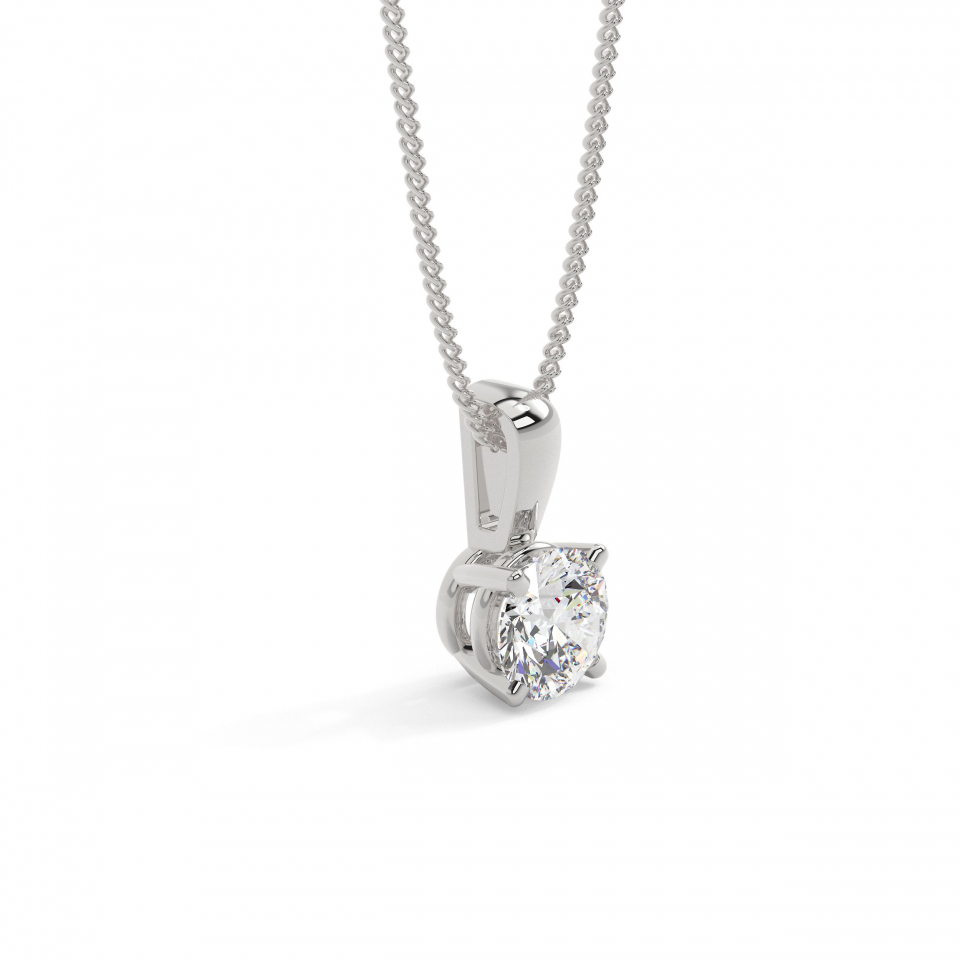 18k White Gold Round Timeless Solitaire Pendant
