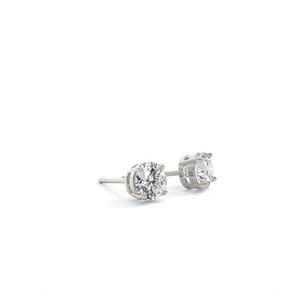 18k White Gold Round Classic Stud Earrings