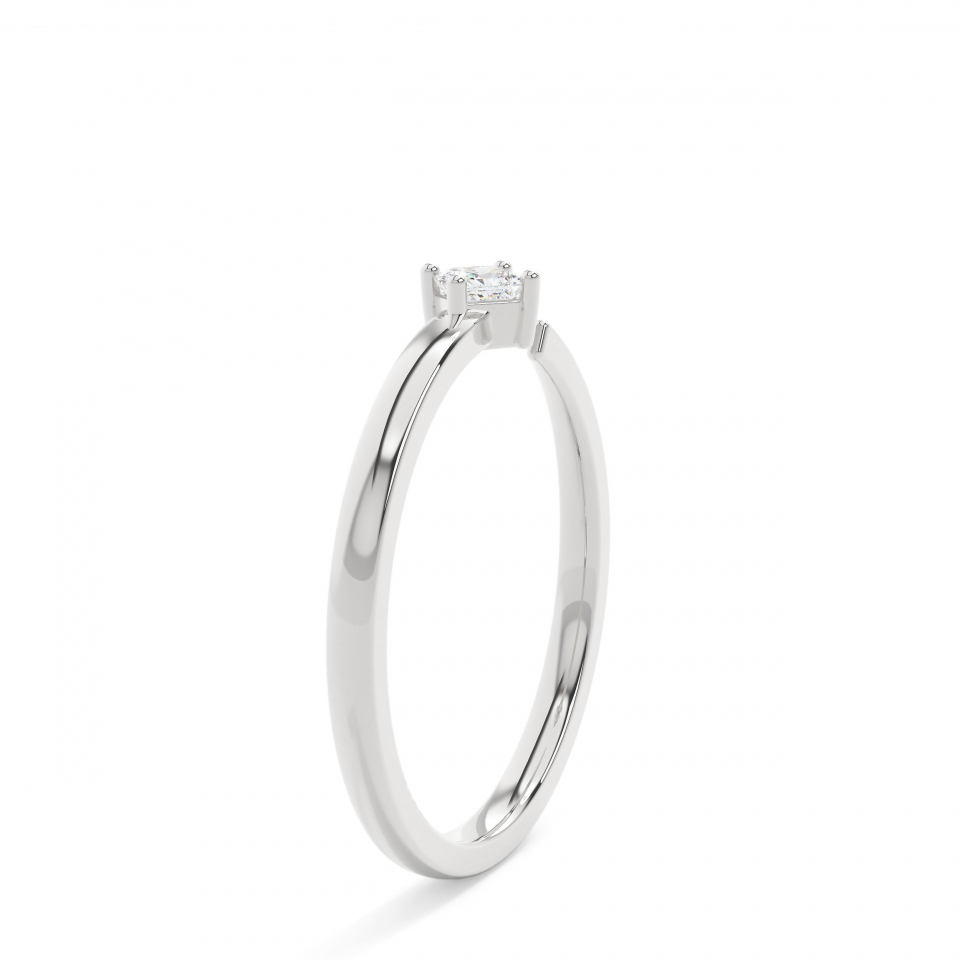 9k White Gold Princess Open Solitaire Everyday Ring