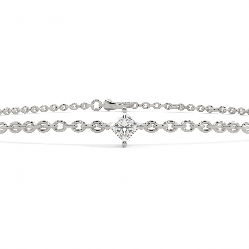 9k White Gold Princess Delicate Solitaire Bracelet