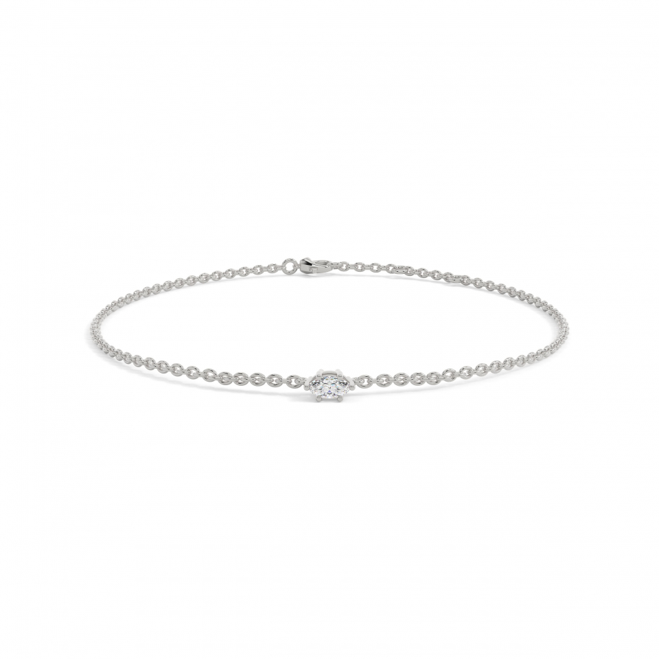9k White Gold Marquise Delicate Solitaire Bracelet